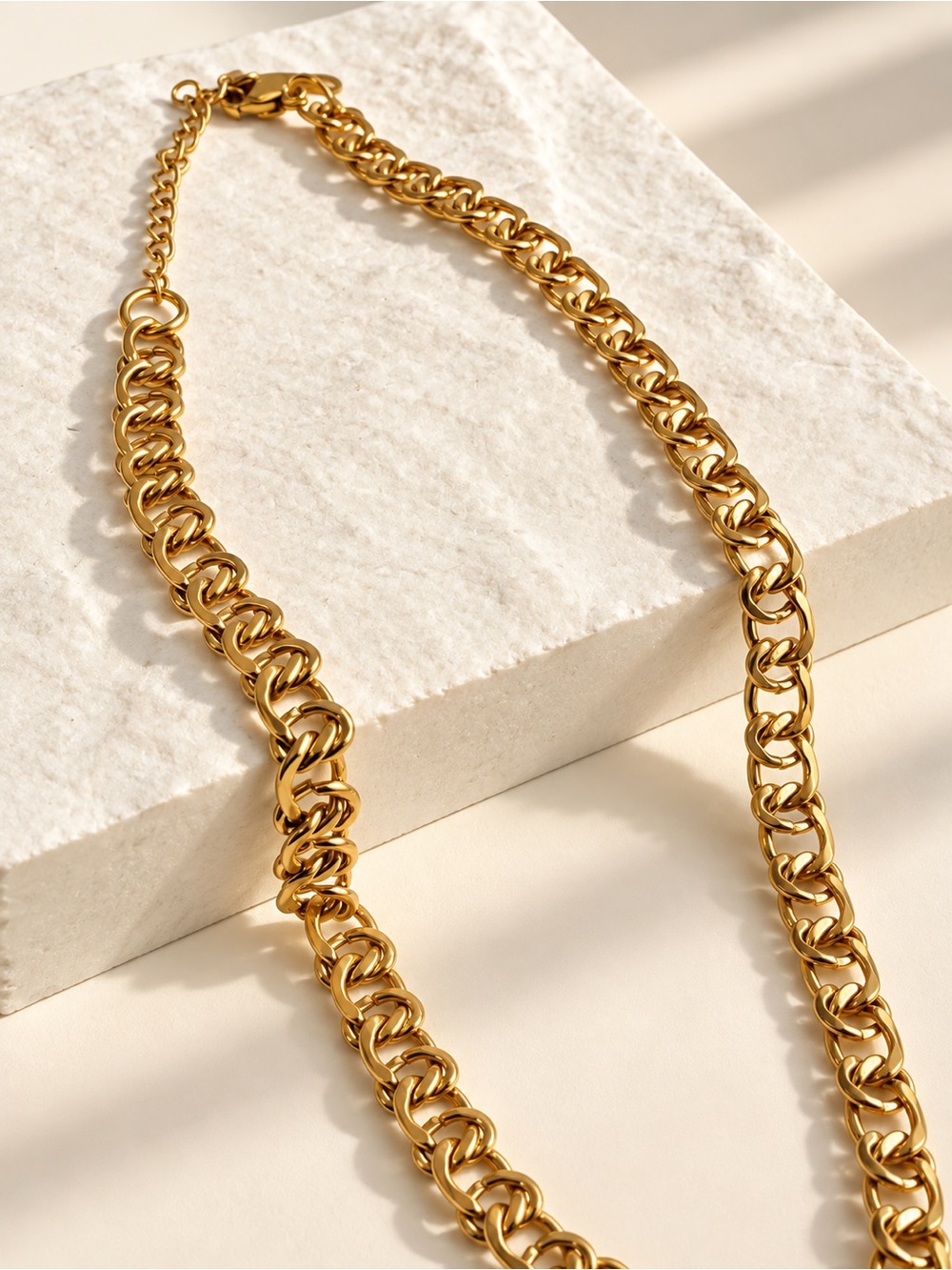 Gold Plated Chain Link Necklace - Classic Women's Jewelry 18 inches